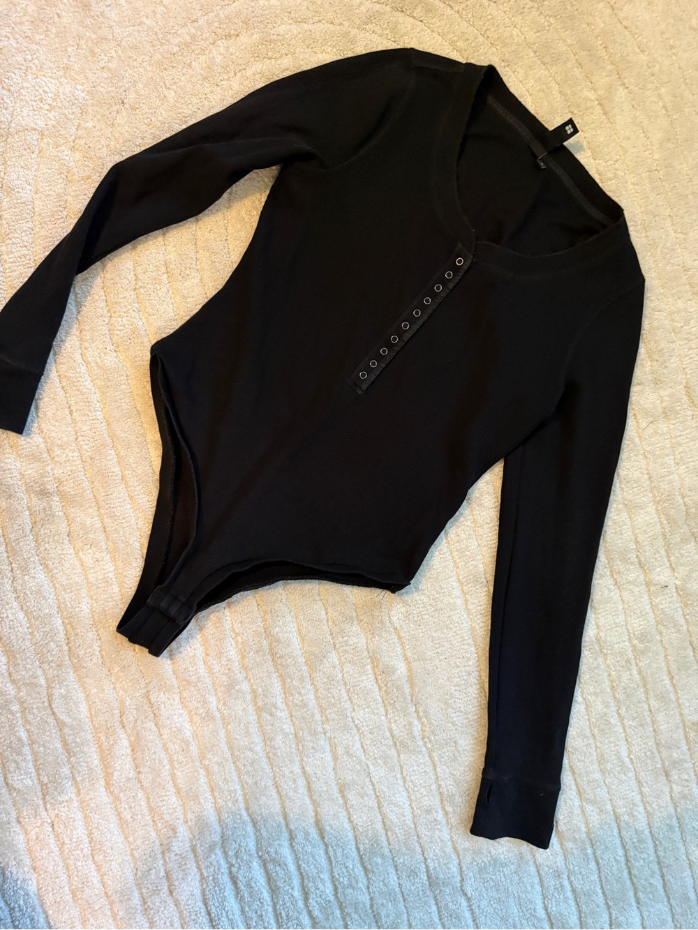 Sweaty Betty -Black Long-Sleeve Henley Bodysuit - , Women Tops Size S